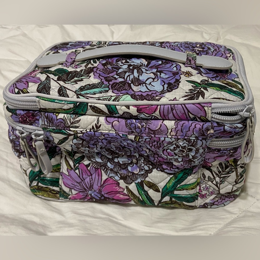 VERA BRADLEY LAVENDER MEADOW ICONIC BRUSH UP COSMETIC CASE - Picture 4 of 12